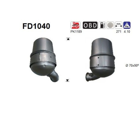 Filtre à particules / à suie, échappement FD1040 AS