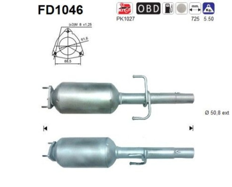 Filtre à particules / à suie, échappement FD1046 AS