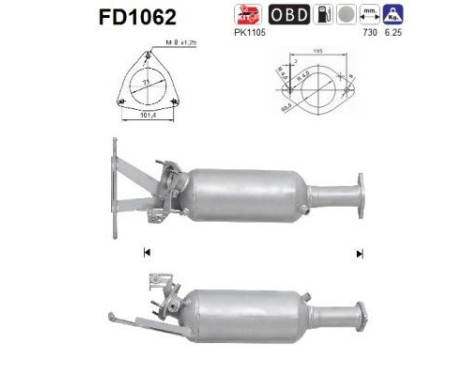 Filtre à particules / à suie, échappement FD1062 AS