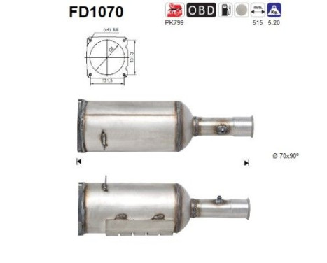 Filtre à particules / à suie, échappement FD1070 AS