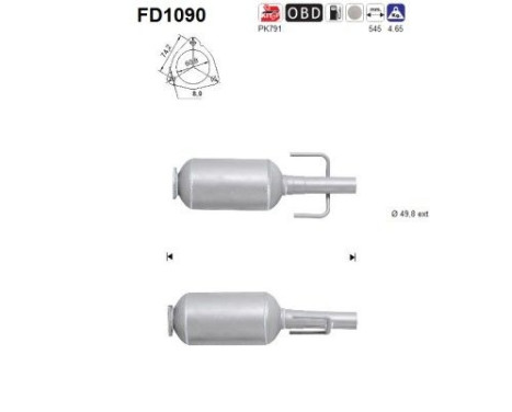 Filtre à particules / à suie, échappement FD1090 AS