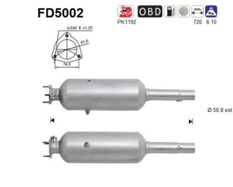 Filtre à particules / à suie, échappement FD5002 AS