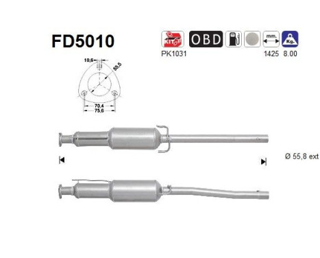 Filtre à particules / à suie, échappement FD5010 AS