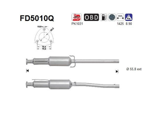 Filtre à particules / à suie, échappement FD5010Q AS