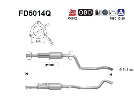 Filtre à particules / à suie, échappement FD5014Q AS