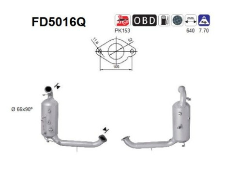 Filtre à particules / à suie, échappement FD5016Q AS
