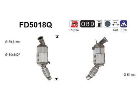 Filtre à particules / à suie, échappement FD5018Q AS