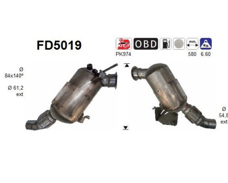Filtre à particules / à suie, échappement FD5019 AS