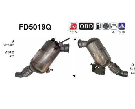 Filtre à particules / à suie, échappement FD5019Q AS