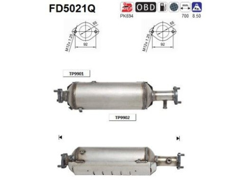 Filtre à particules / à suie, échappement FD5021Q AS