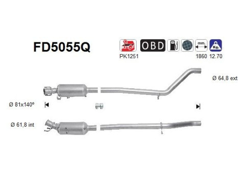 Filtre à particules / à suie, échappement FD5055Q AS