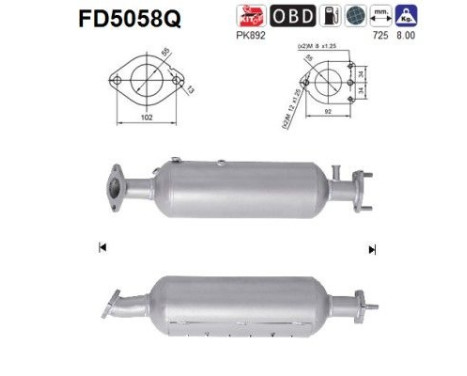 Filtre à particules / à suie, échappement FD5058Q AS