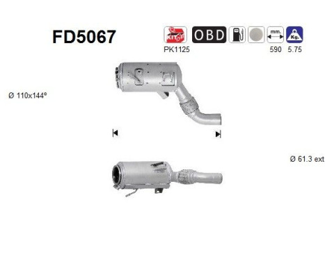 Filtre à particules / à suie, échappement FD5067 AS