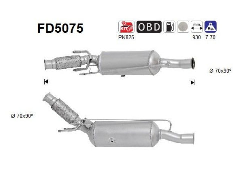 Filtre à particules / à suie, échappement FD5075 AS