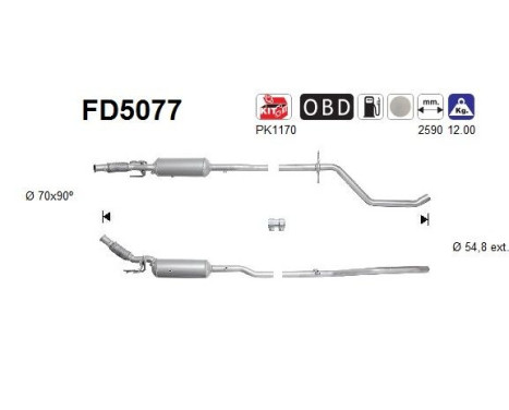 Filtre à particules / à suie, échappement FD5077 AS