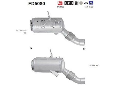 Filtre à particules / à suie, échappement FD5080 AS
