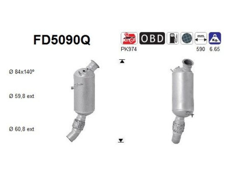 Filtre à particules / à suie, échappement FD5090Q AS