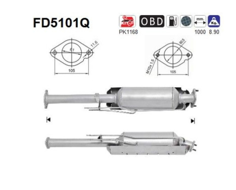 Filtre à particules / à suie, échappement FD5101Q AS