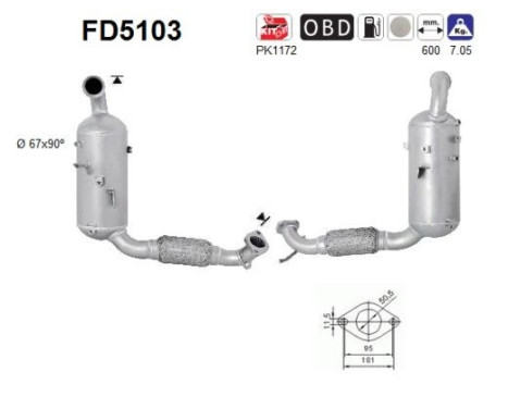 Filtre à particules / à suie, échappement FD5103 AS