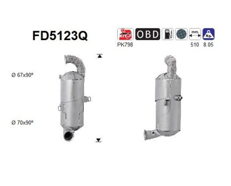 Filtre à particules / à suie, échappement FD5123Q AS