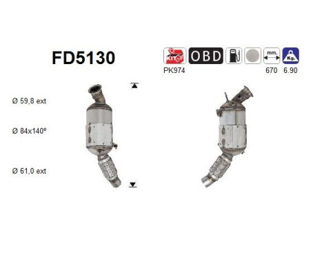 Filtre à particules / à suie, échappement FD5130 AS