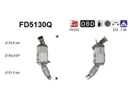 Filtre à particules / à suie, échappement FD5130Q AS