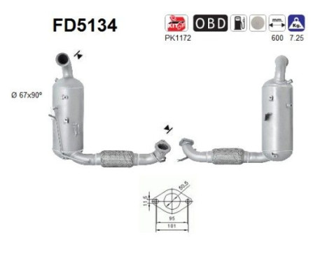 Filtre à particules / à suie, échappement FD5134 AS