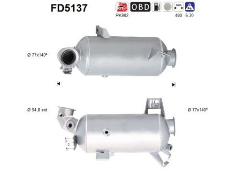 Filtre à particules / à suie, échappement FD5137 AS