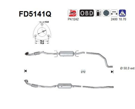Filtre à particules / à suie, échappement FD5141Q AS
