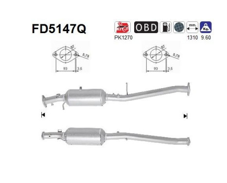 Filtre à particules / à suie, échappement FD5147Q AS