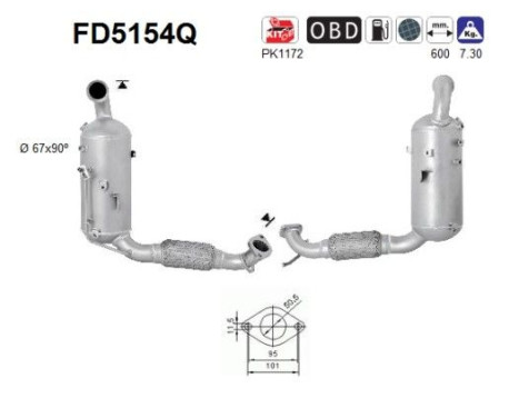 Filtre à particules / à suie, échappement FD5154Q AS