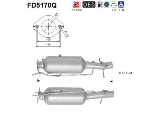 Filtre à particules / à suie, échappement FD5170Q AS