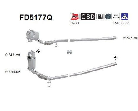 Filtre à particules / à suie, échappement FD5177Q AS