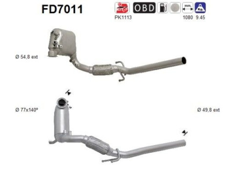 Filtre à particules / à suie, échappement FD7011 AS