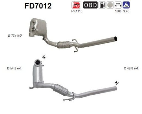 Filtre à particules / à suie, échappement FD7012 AS