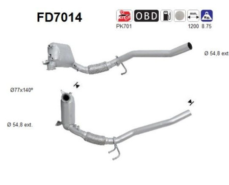 Filtre à particules / à suie, échappement FD7014 AS