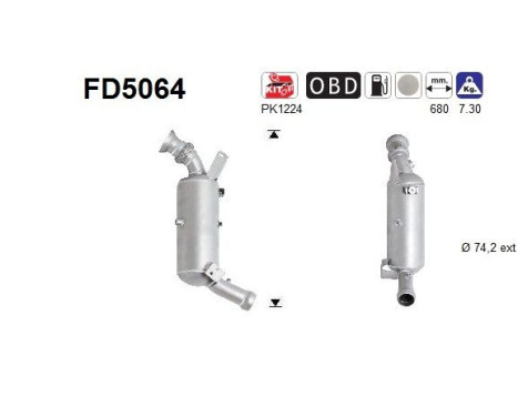 Filtre à particules diesel, système d'échappement FD5064 AS