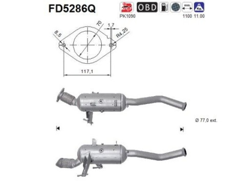 Filtre à particules diesel, système d'échappement FD5286Q AS