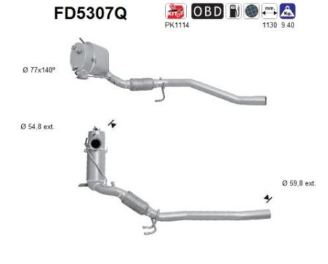 Filtre à particules diesel, système d'échappement FD5307Q AS
