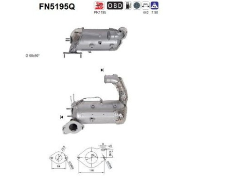 Filtre à particules diesel, système d'échappement FN5195Q AS