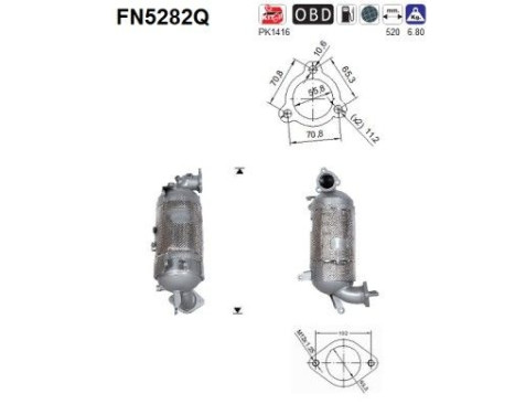 Filtre à particules diesel, système d'échappement FN5282Q AS