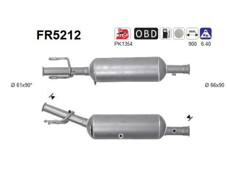 Filtre à particules diesel, système d'échappement FR5212 AS