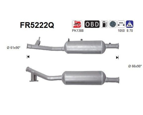 Filtre à particules diesel, système d'échappement FR5222Q AS