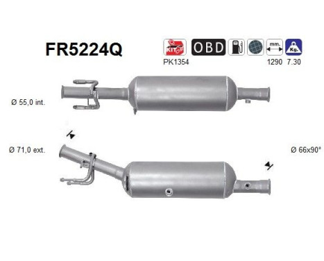 Filtre à particules diesel, système d'échappement FR5224Q AS