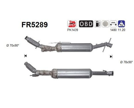 Filtre à particules diesel, système d'échappement FR5289 AS