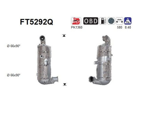 Filtre à particules diesel, système d'échappement FT5292Q AS