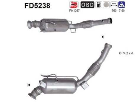 Filtre à particules, système d'échappement FD5238 AS