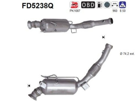 Filtre à particules, système d'échappement FD5238Q AS
