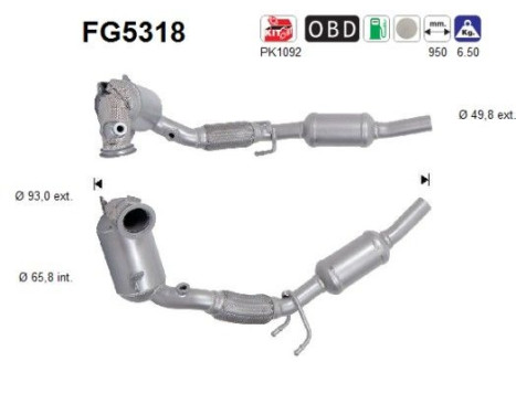 Filtre à particules, système d'échappement FG5318 AS