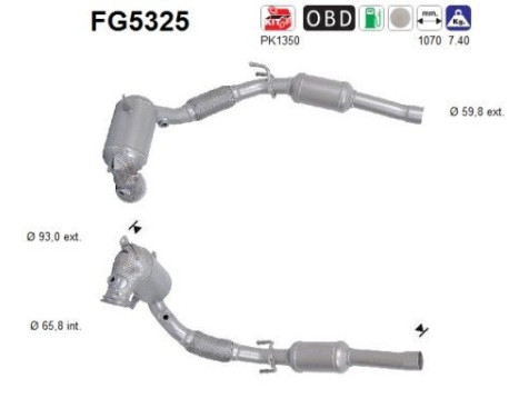 Filtre à particules, système d'échappement FG5325 AS